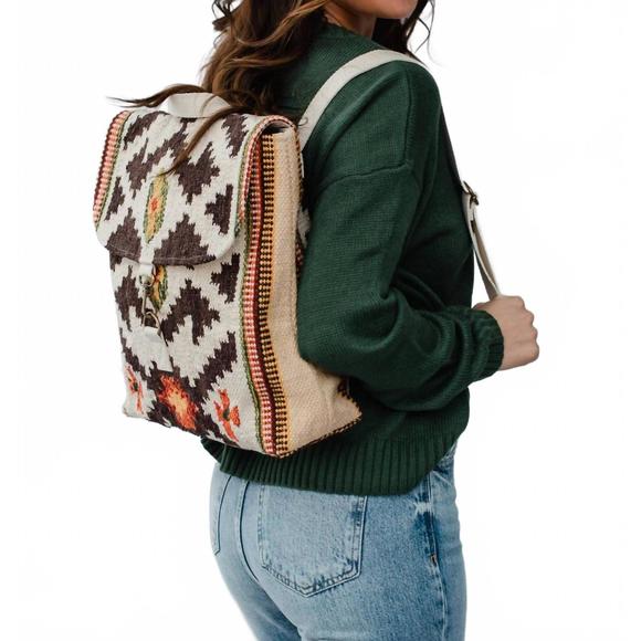 NEW PANACHE APPAREL women's woven western southwestern aztec backpack in tan bro - Picture 1 of 5
